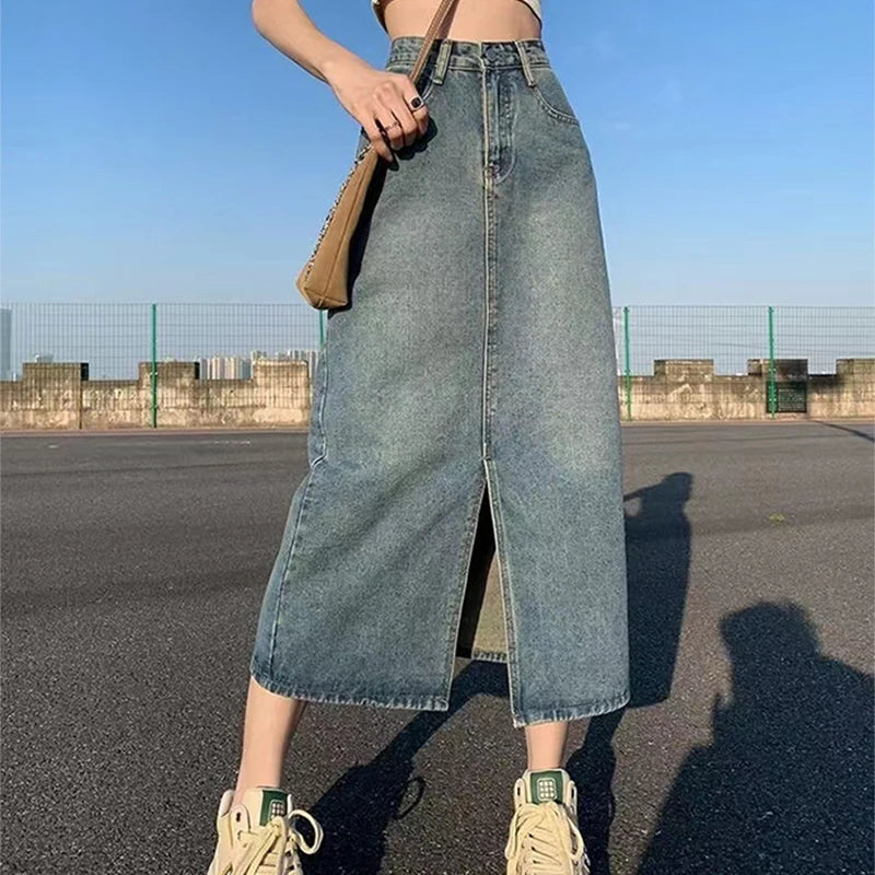 Sable | High-Waist Denim Midi Skirt 3