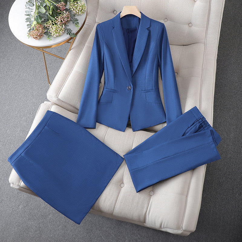 Sabrina | Women's Button Blazer Skirt Pants 3 Piece Suit Set