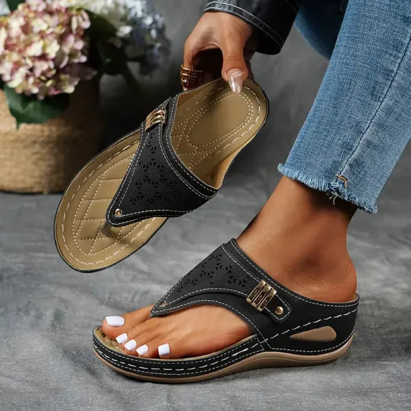 Sandra | Women's Wedge Toe Post Comfort Sandals