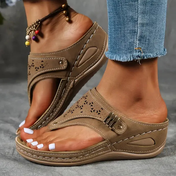 Sandra | Women's Wedge Toe Post Comfort Sandals 1