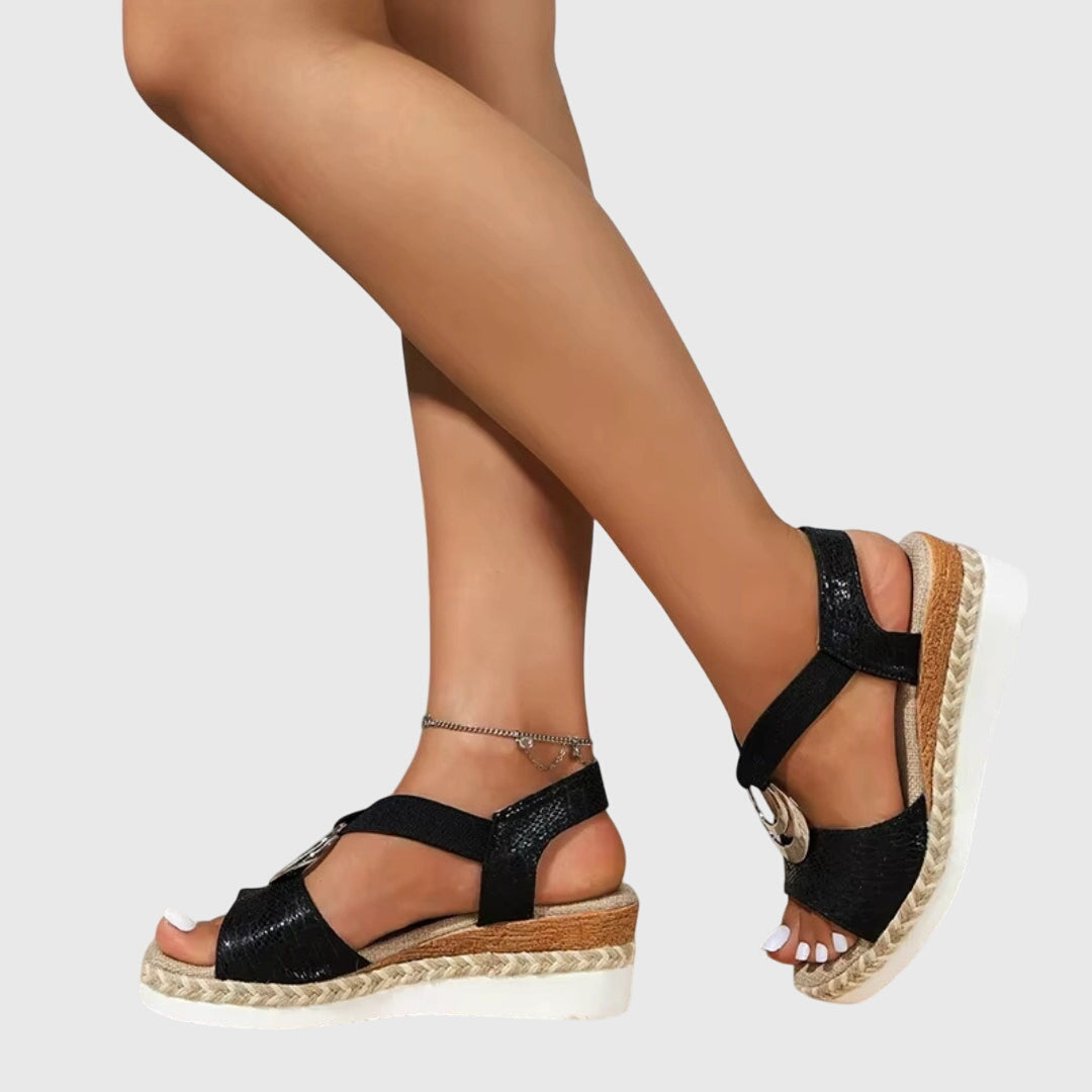 Sara | Women's Wedge Sandals Espadrille Ankle Strap Metallic 5