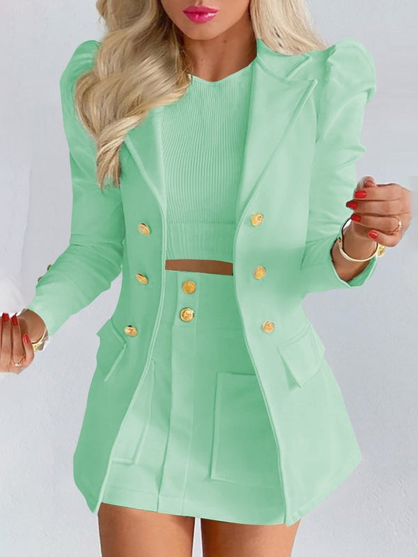 Scarlett | Women's Double Breasted Blazer Skirt Set 6
