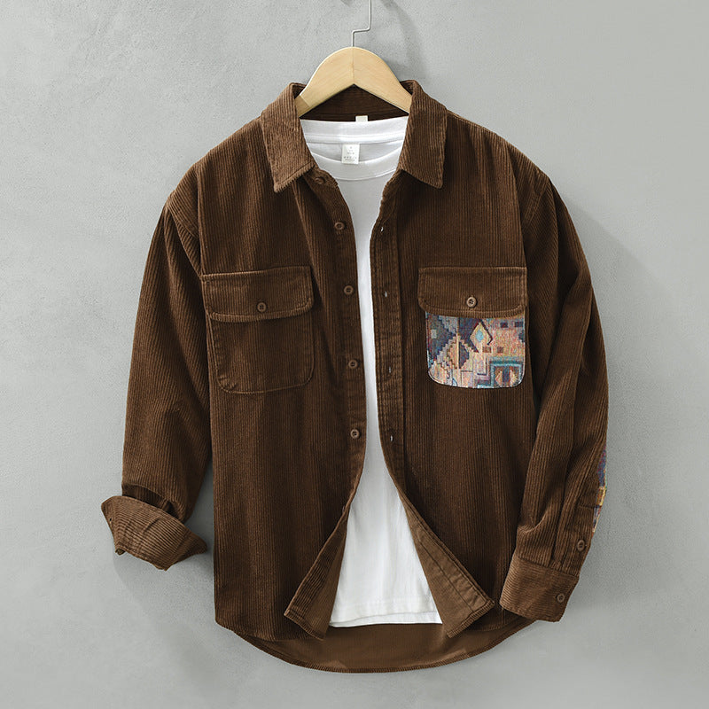 Scott | Men's Corduroy Shirt Relaxed Fit Contrast Pocket 5