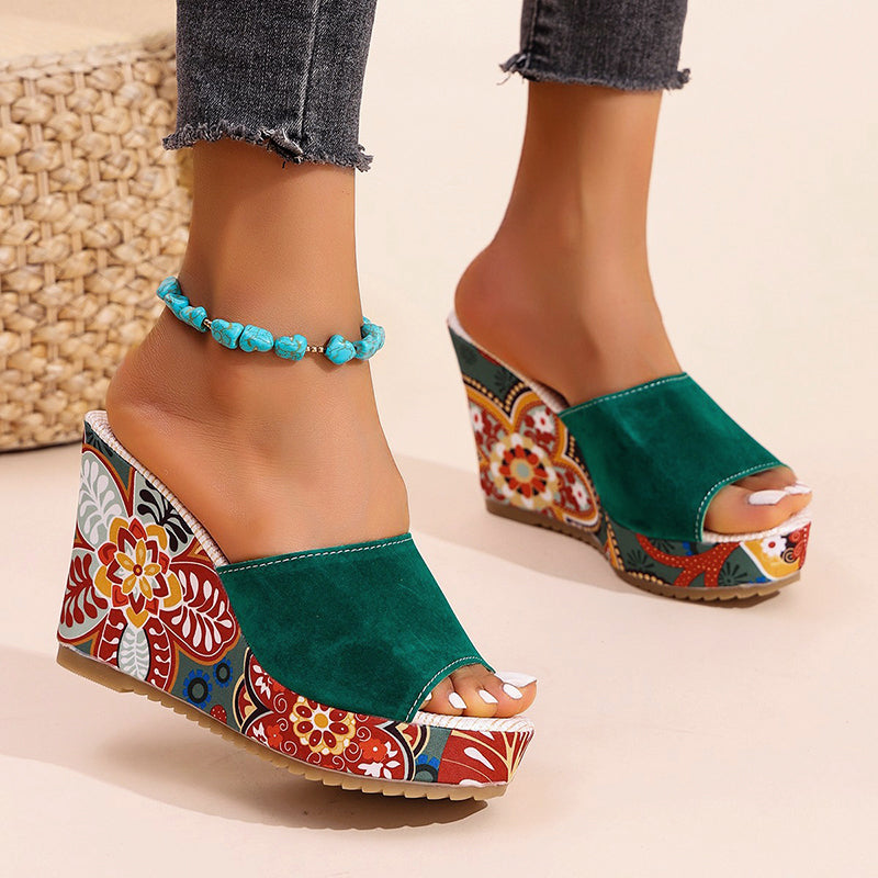 Sienna | Women's Floral Print Wedge Sandals