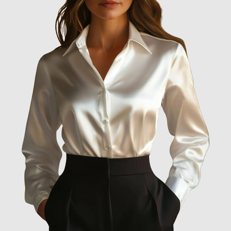 Soflair | Satin Shimmer Button Up Shirt 3