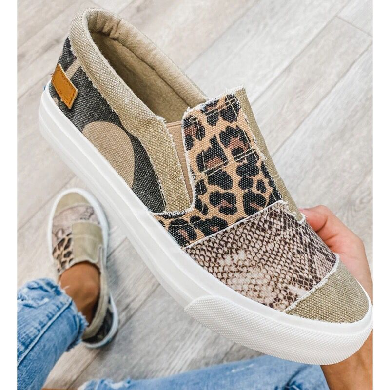 Stacy | Women's Slip-On Sneakers Snake Print Flatform Canvas 5
