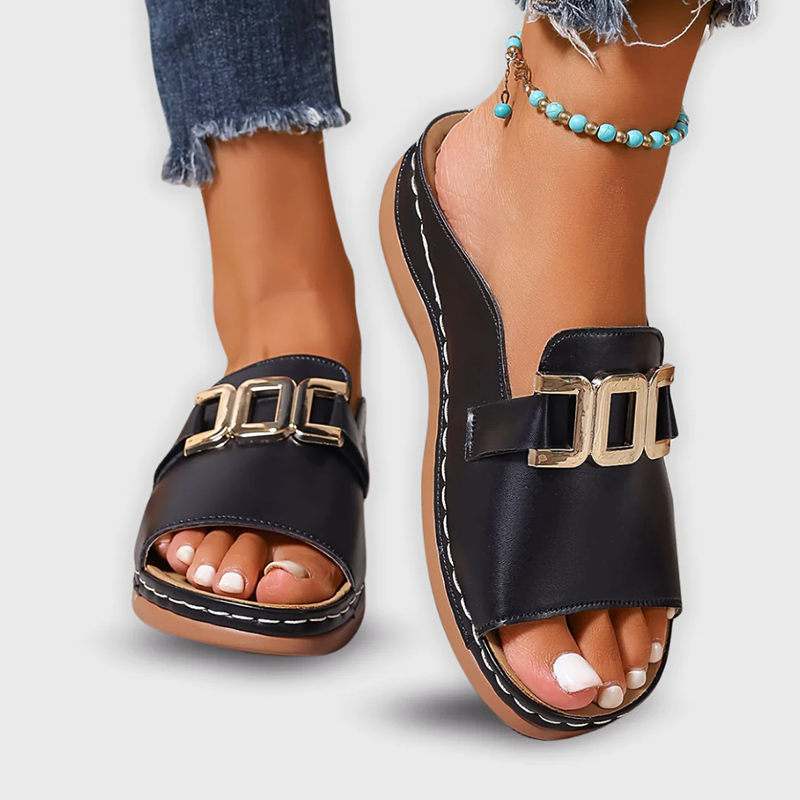 Stella | Women's Slip-On Slide Sandals Chain Hardware 5
