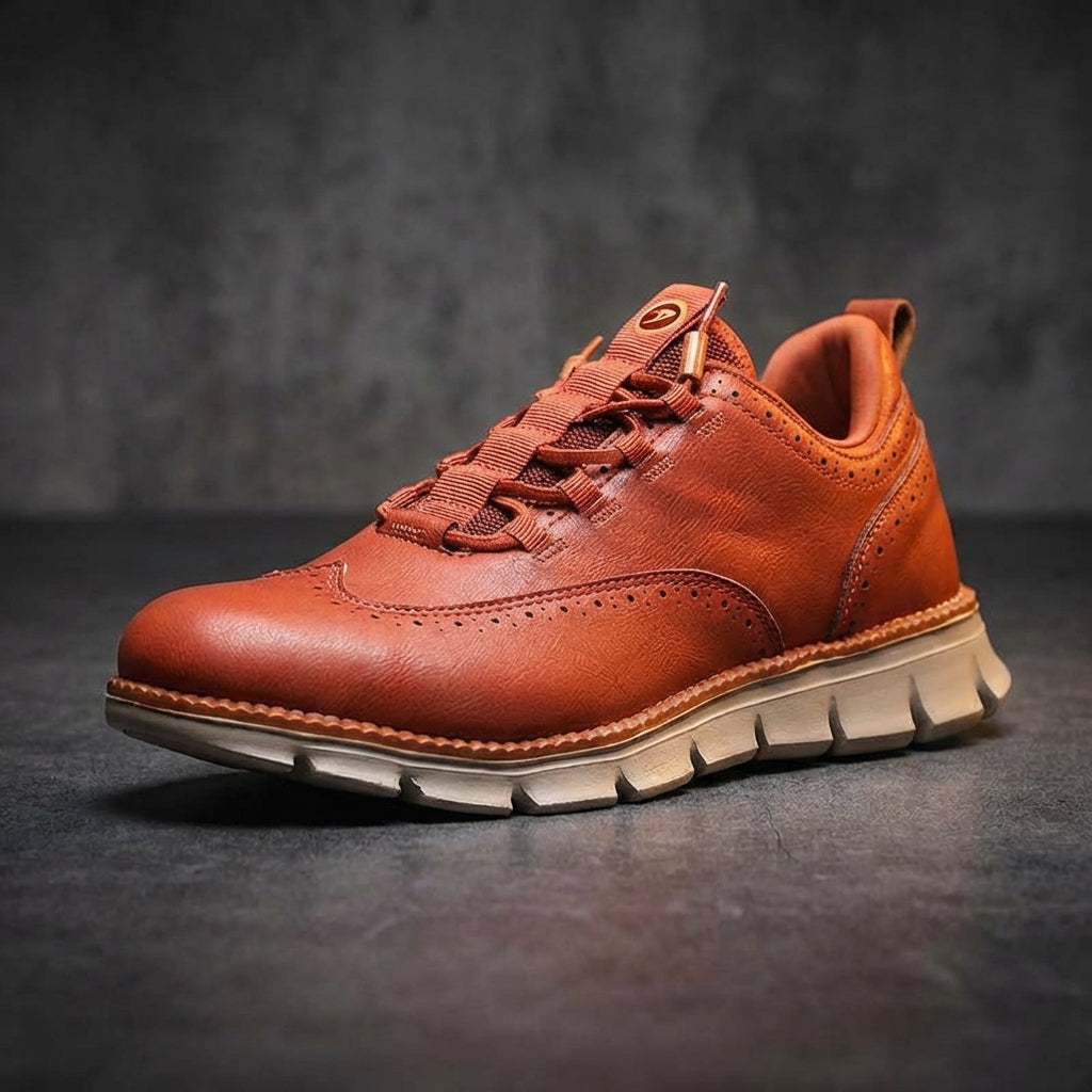 Steve | Men's Brogue Leather Sneakers Lace-Up Wingtip Gum Sole 2