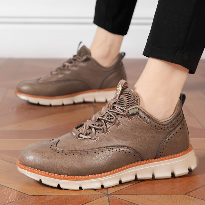 Steve | Men's Brogue Leather Sneakers Lace-Up Wingtip Gum Sole 4