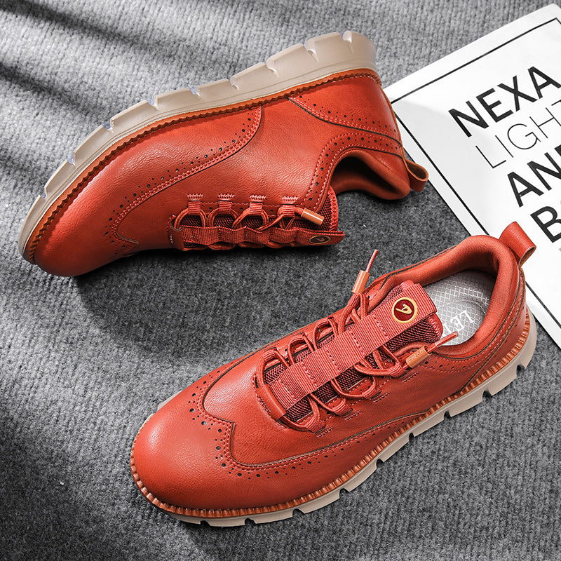 Steve | Men's Brogue Leather Sneakers Lace-Up Wingtip Gum Sole 7