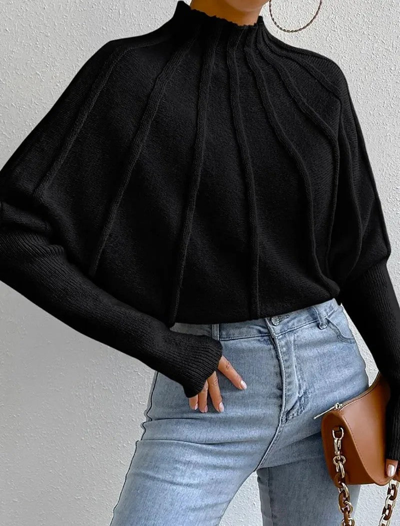 Sundae | Thick Ribbed Knit Mock Neck Sweater 5