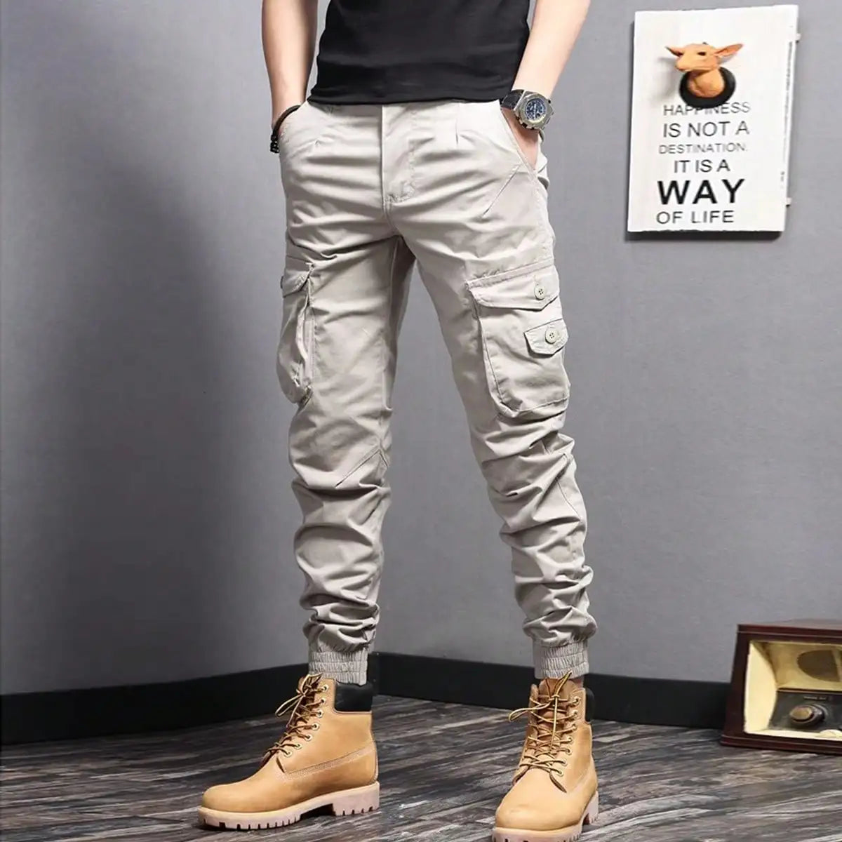 Tactica | Black Cargo Pants with Ample Pocket Space 0