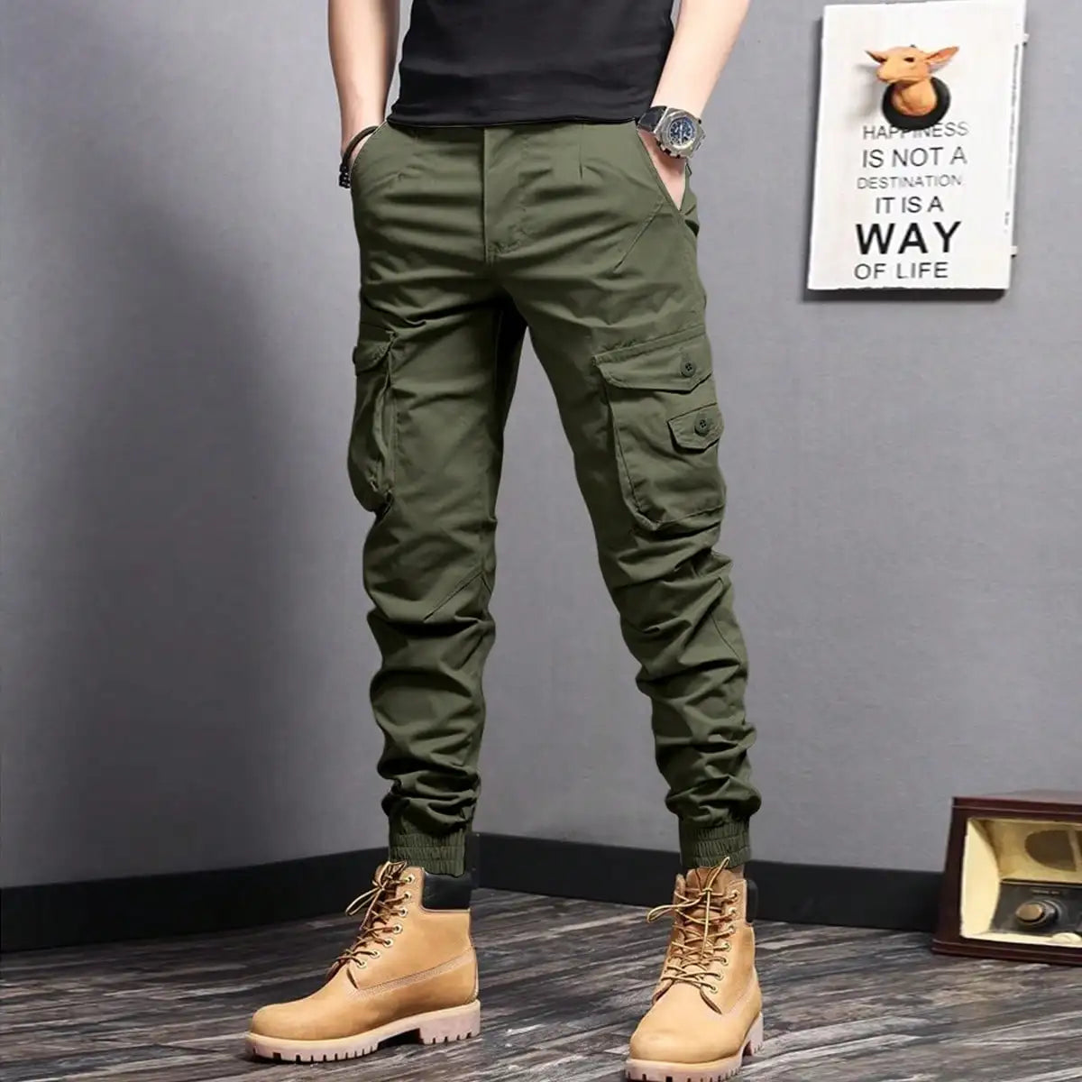 Tactica | Black Cargo Pants with Ample Pocket Space 10