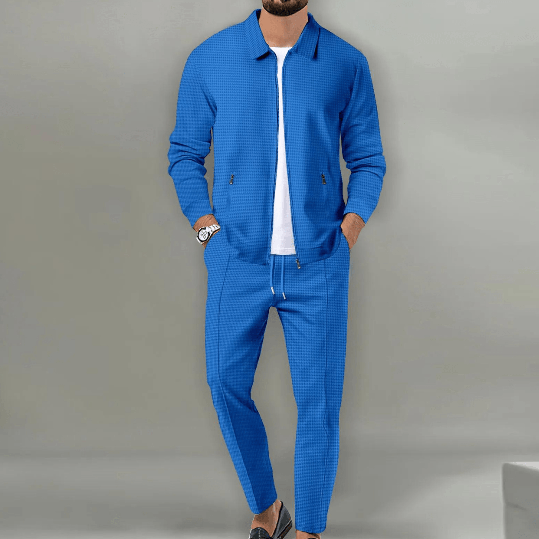 Taron | Men's Waffle Knit Zip Up Tracksuit Set 4