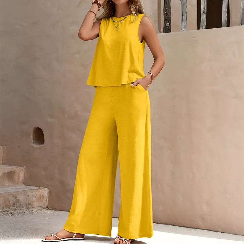 Taryn | Women's Sleeveless Tank Top Wide Leg Pants 2 Piece Set