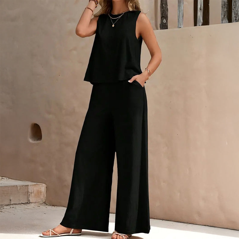 Taryn | Women's Sleeveless Tank Top Wide Leg Pants 2 Piece Set