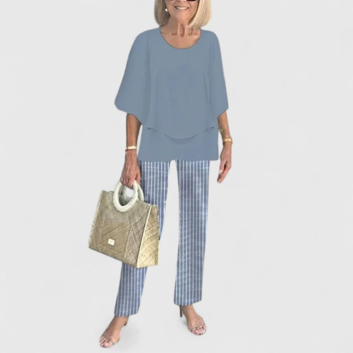 Tessa | Women's Two-Piece Set Layered Top Floral Print Trousers 2