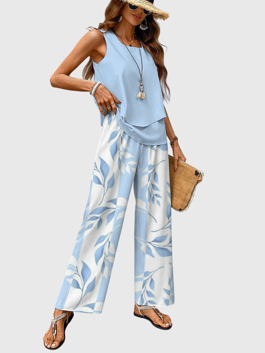 Tina | Women's Layered Top Wide Leg Set 1