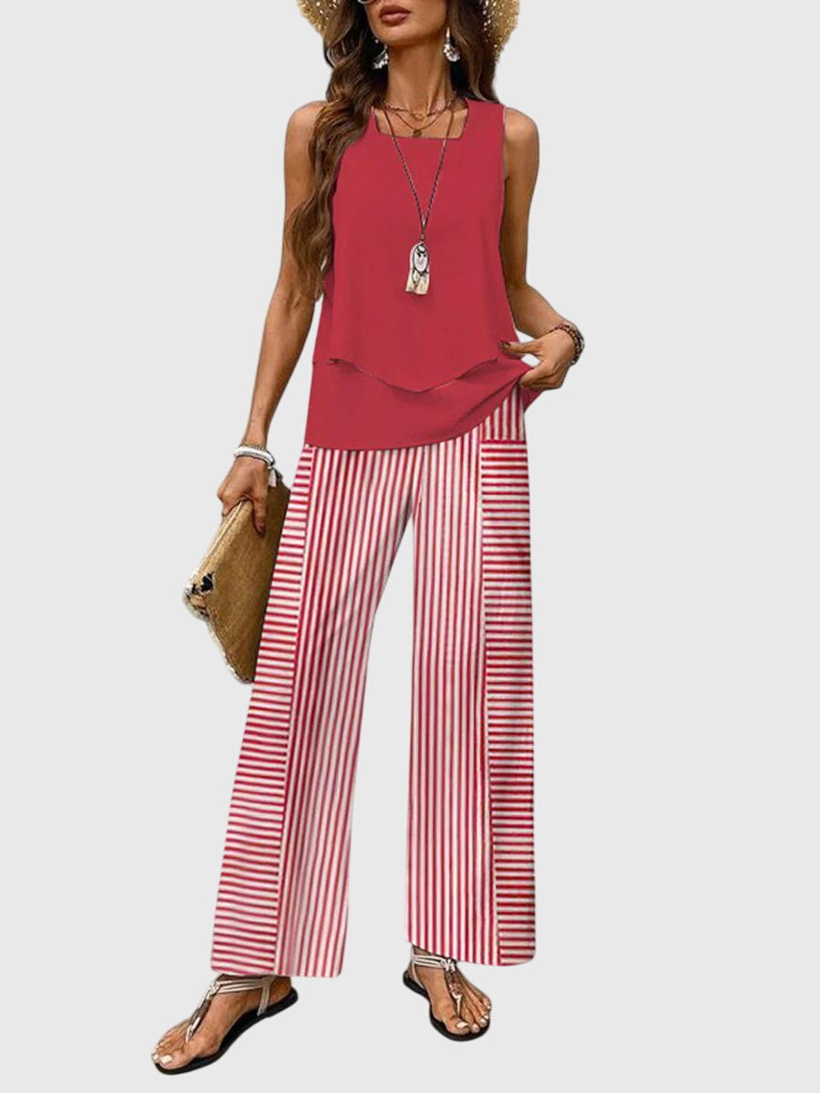 Tina | Women's Layered Top Wide Leg Set 4