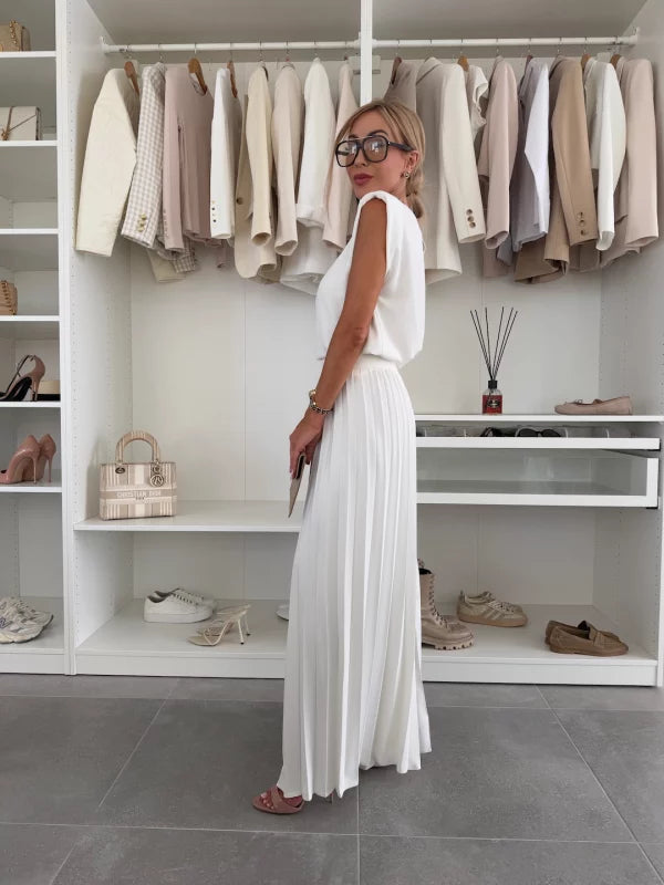 Tina | Women's Two-Piece Set Pleated Wide Leg Trousers Top 5