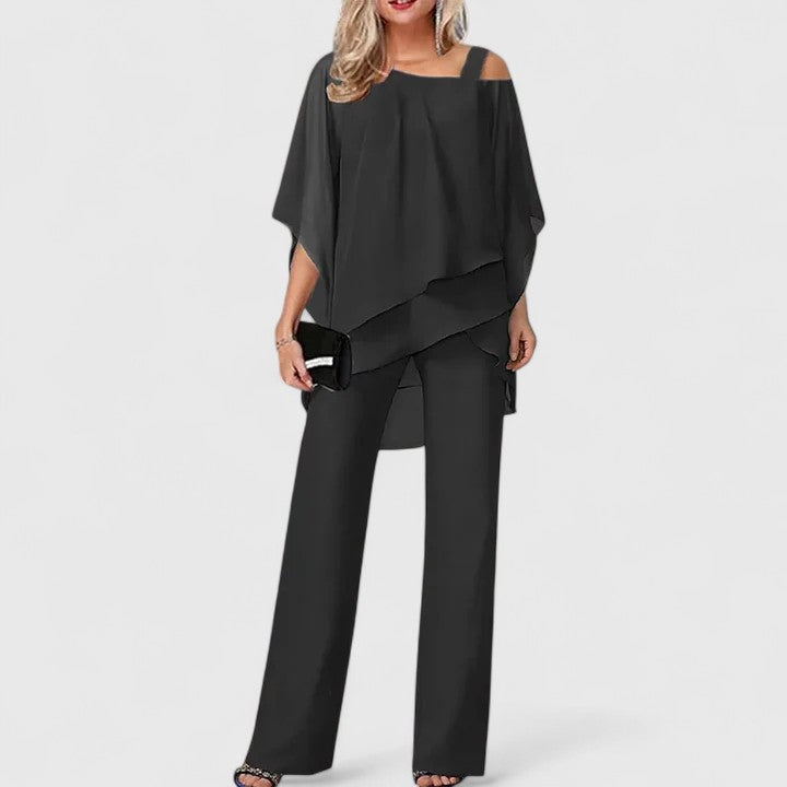 Trudy | Women's Chiffon Wide Leg Two-Piece Set