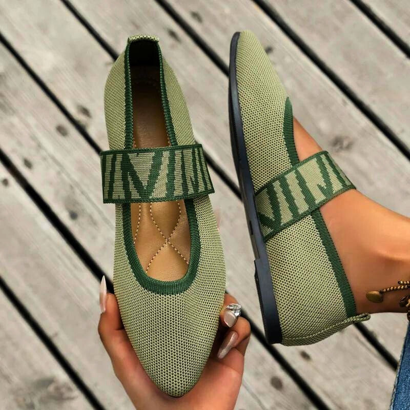 Venera | Black Flats with Elastic Strap 2