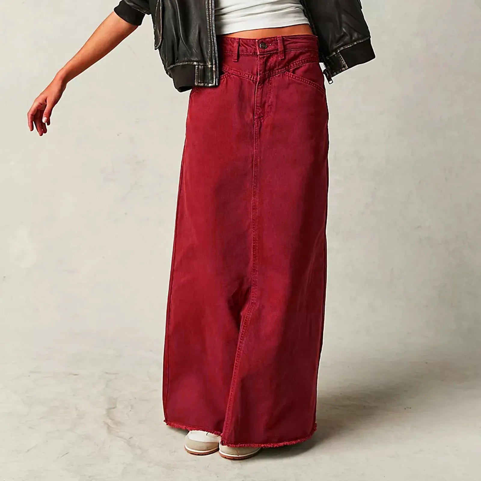 Vinta | Womens A-Line Denim Maxi Skirt 1