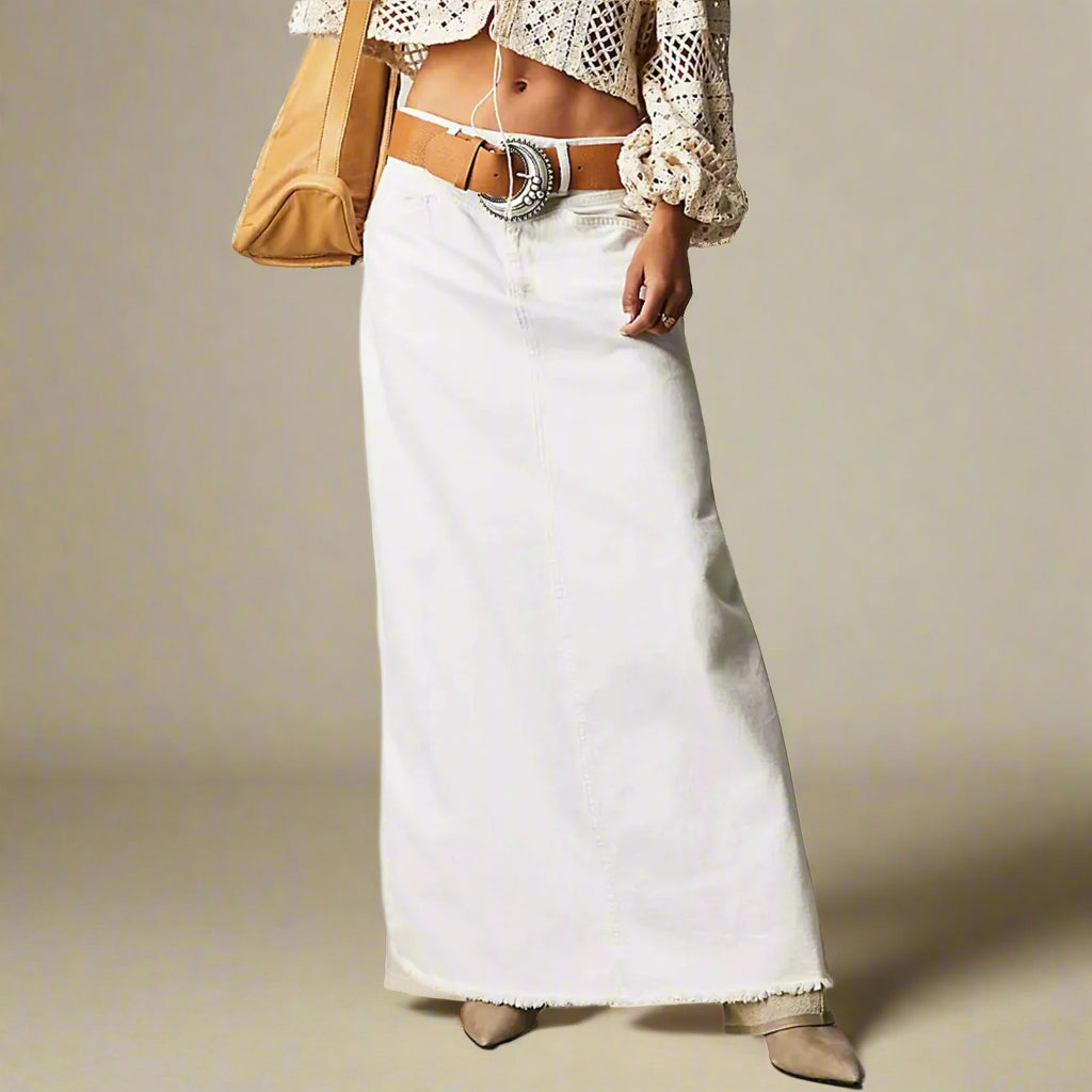Vinta | Womens A-Line Denim Maxi Skirt 2