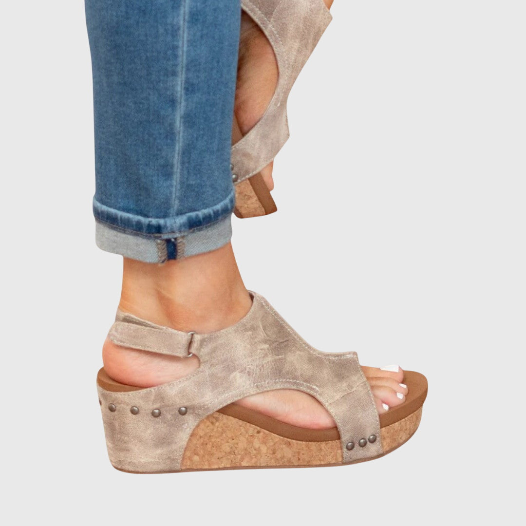 Wendy | Women's Wedge Sandals Open Toe Slingback Cork Platform 3