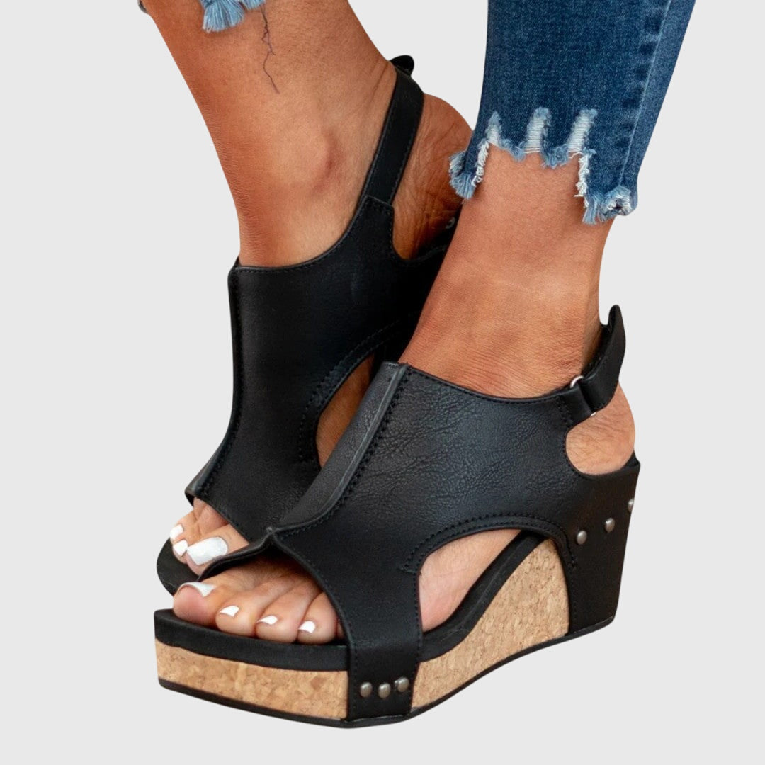 Wendy | Women's Wedge Sandals Open Toe Slingback Cork Platform 5