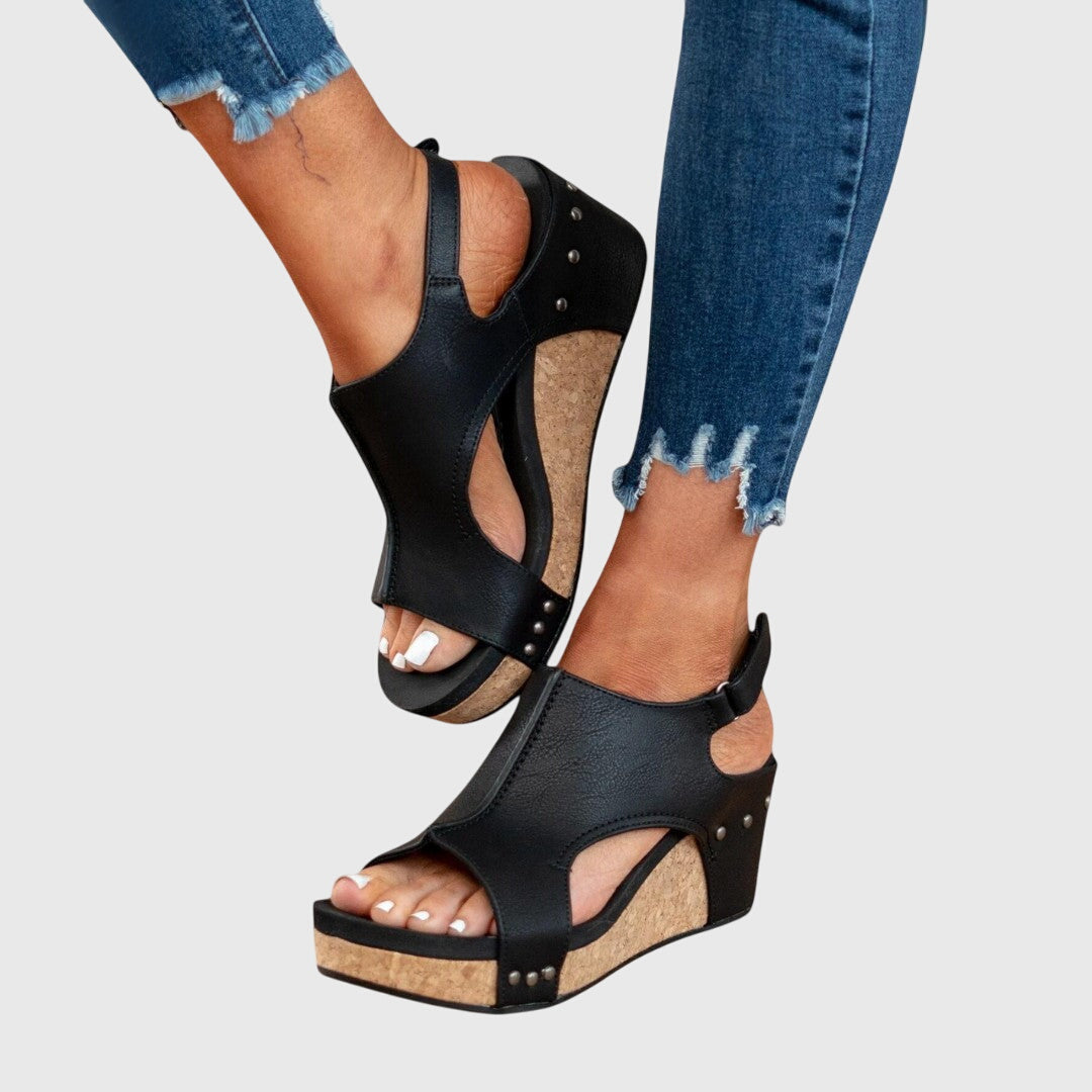 Wendy | Women's Wedge Sandals Open Toe Slingback Cork Platform 6