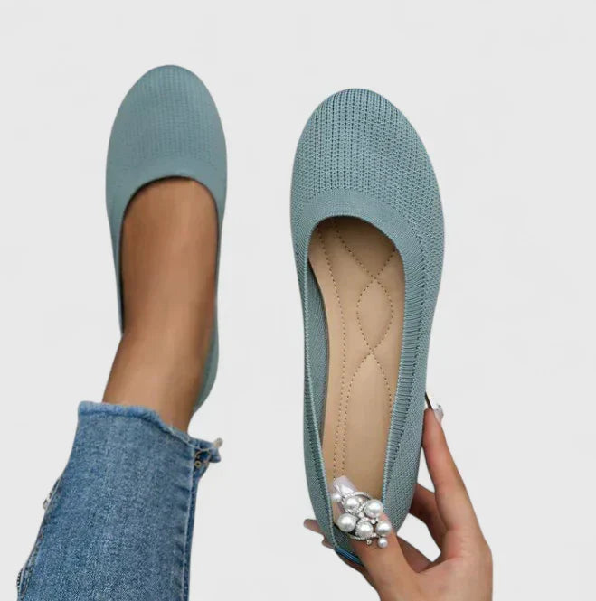 Women's orthopedic shoes slip on displayed from angle showing arch support and low profile design