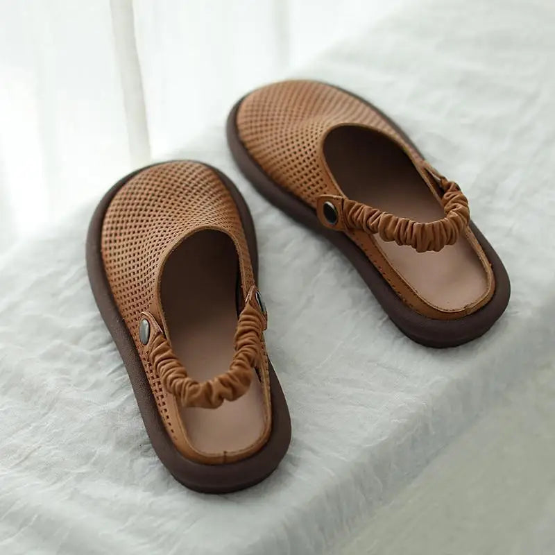 Grace women's cushioned sandals with adjustable straps and arch support in brown with textured upper and thick sole