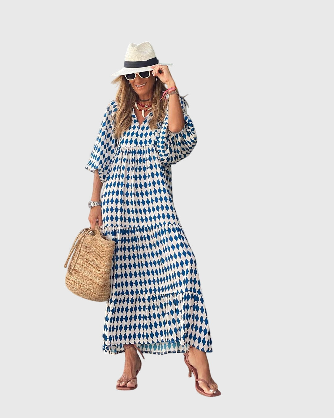 Woman in motion wearing Boho Maxi Dress showing graceful drape and movement