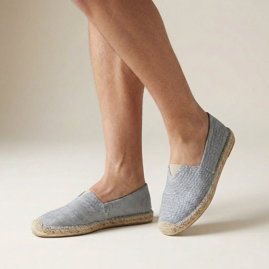 Back view of Women's Orthopedic Jute Sole Slip-On Espadrilles displaying heel construction and flat sole profile