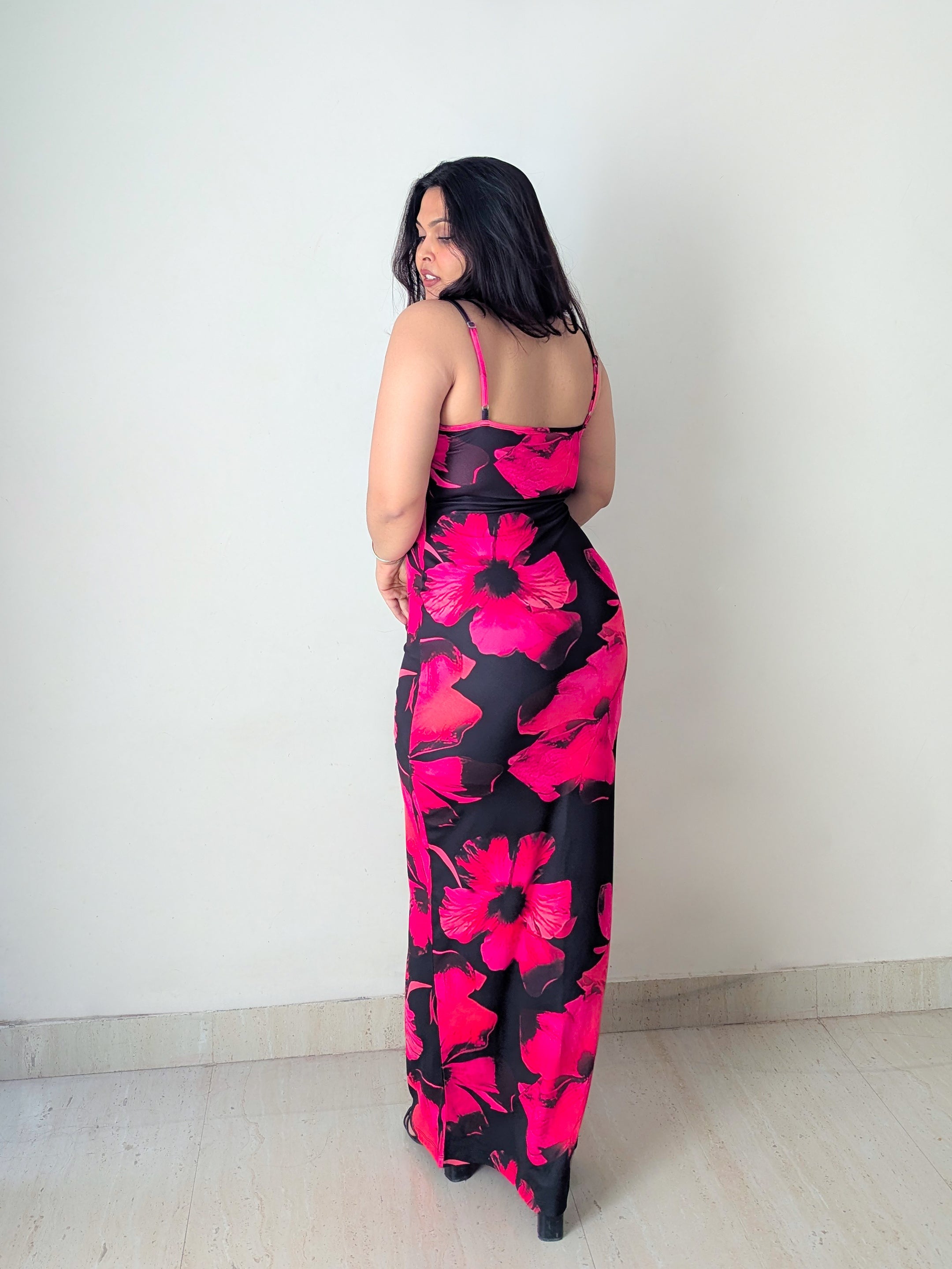 Craftsmiley's Flowery black bodycon dress