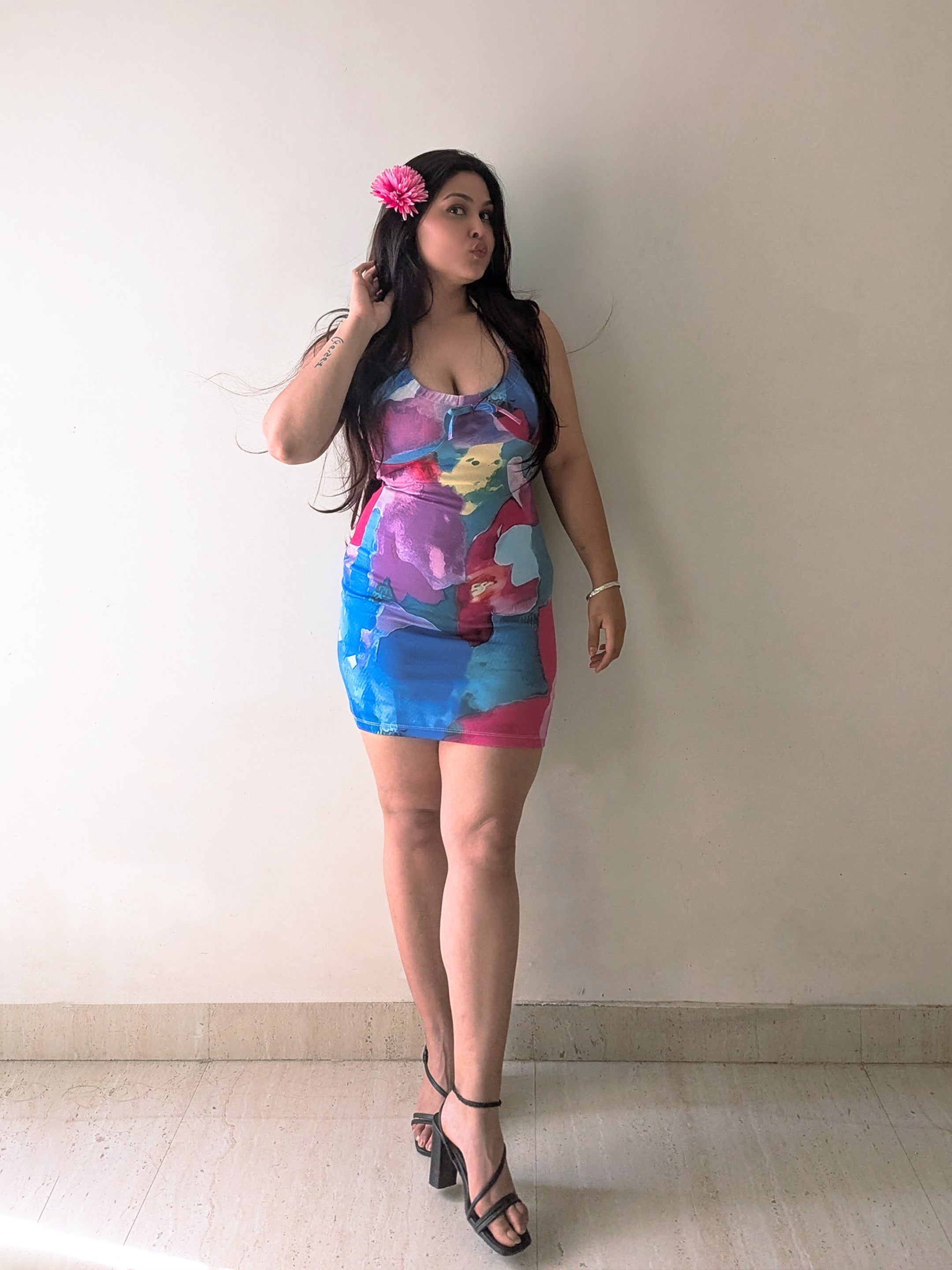 Craftsmiley Bloom Halter Bodycon Dress 🌸🌈