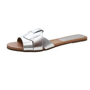 Alvida | Women's Flat Woven Leather Slides 