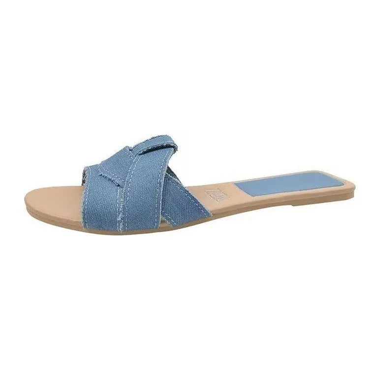 Alvida | Women's Flat Woven Leather Slides 