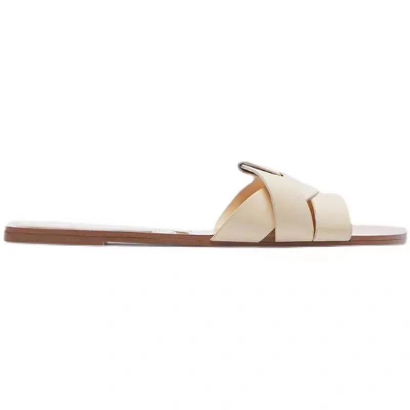 Alvida | Women's Flat Woven Leather Slides 