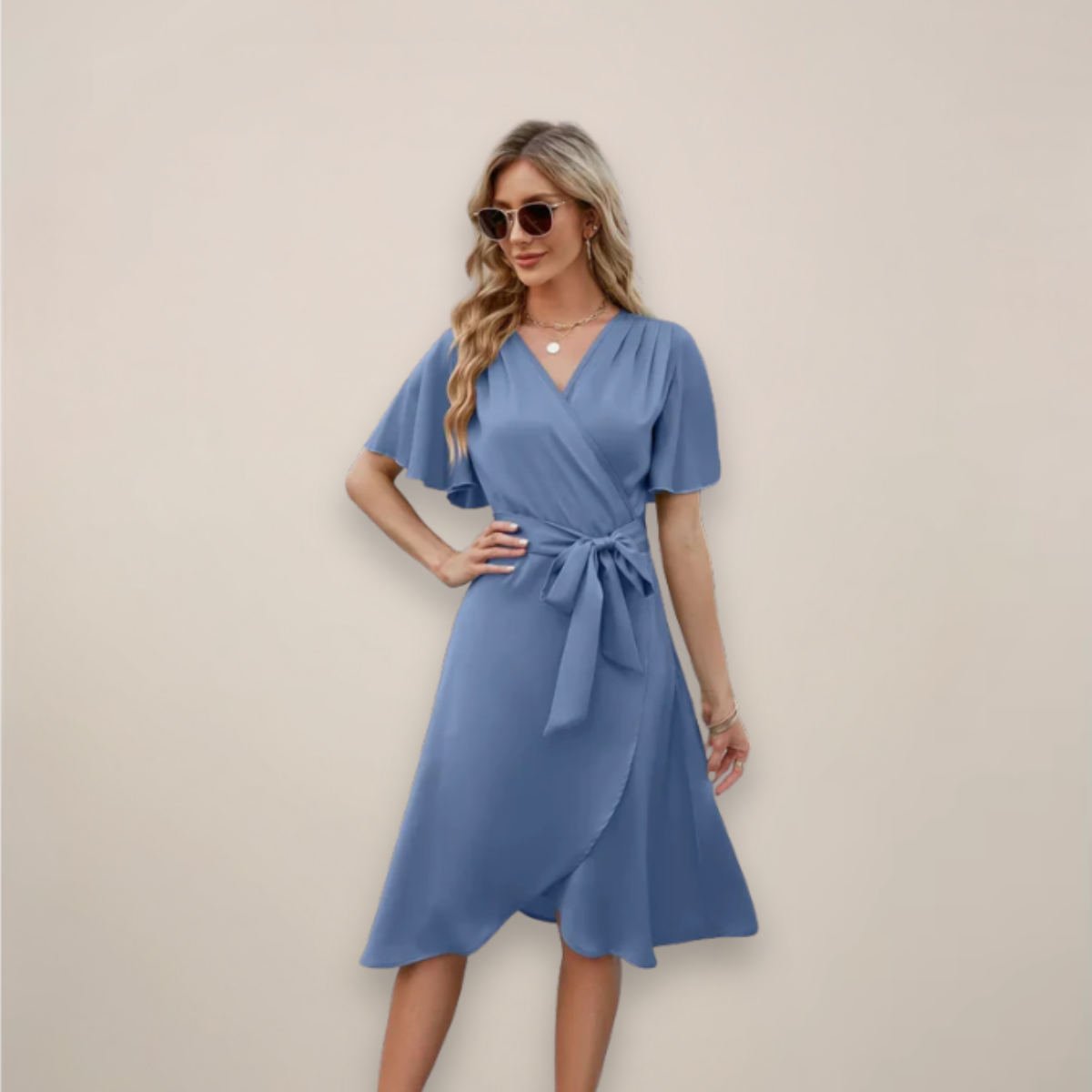 Angelie | Women’s Midi Wrap Dress With Front Tie