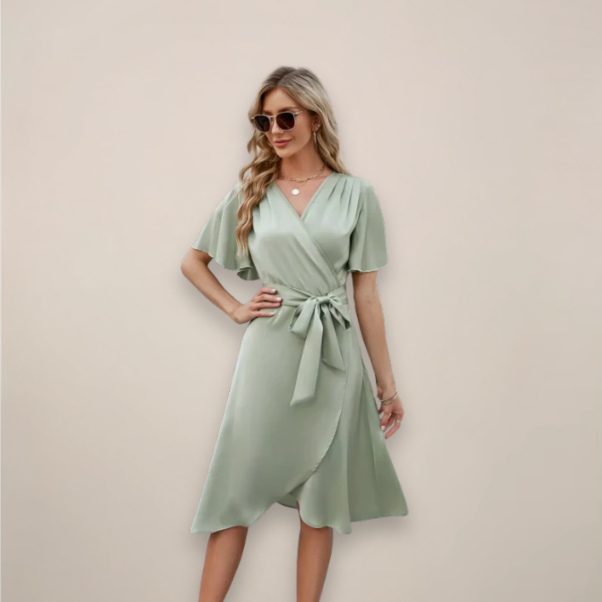 Angelie | Women’s Midi Wrap Dress With Front Tie