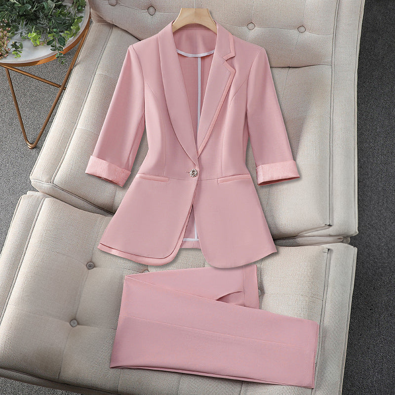 Bianca | Women's Half Sleeve Peplum Blazer Pants 2 Piece Suit Set