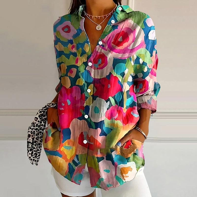 Blair | Women's Floral Print Button Down Long Sleeve Shirt Blouse