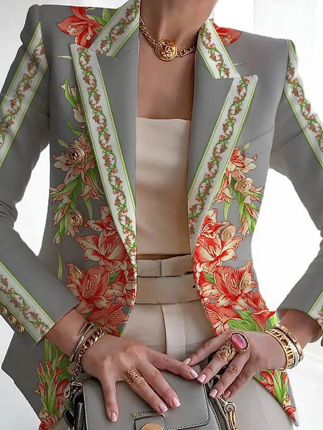 Blair | Women's Floral Print Open Front Long Sleeve Blazer 1