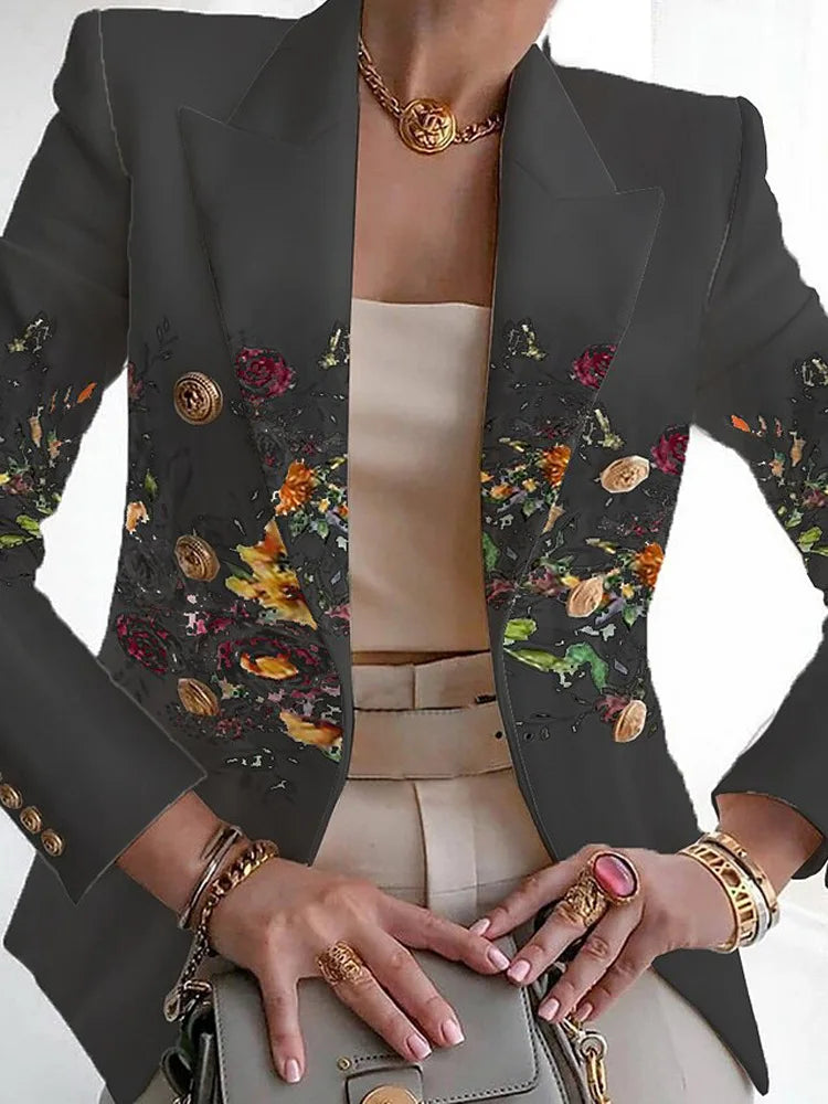 Blair | Women's Floral Print Open Front Long Sleeve Blazer 9