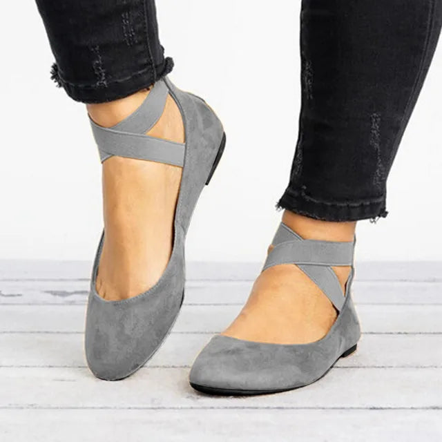 Bristol | Women's Cross Strap Round Toe Ballet Flat Shoes 4
