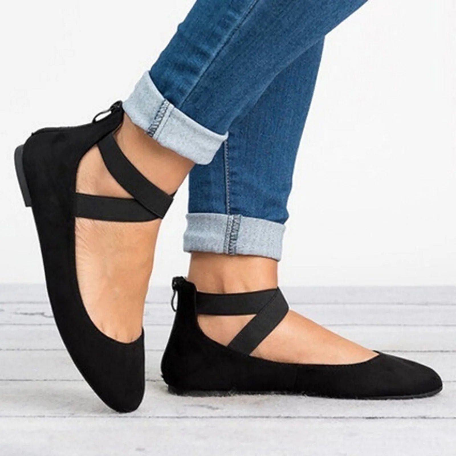 Bristol | Women's Cross Strap Round Toe Ballet Flat Shoes 5