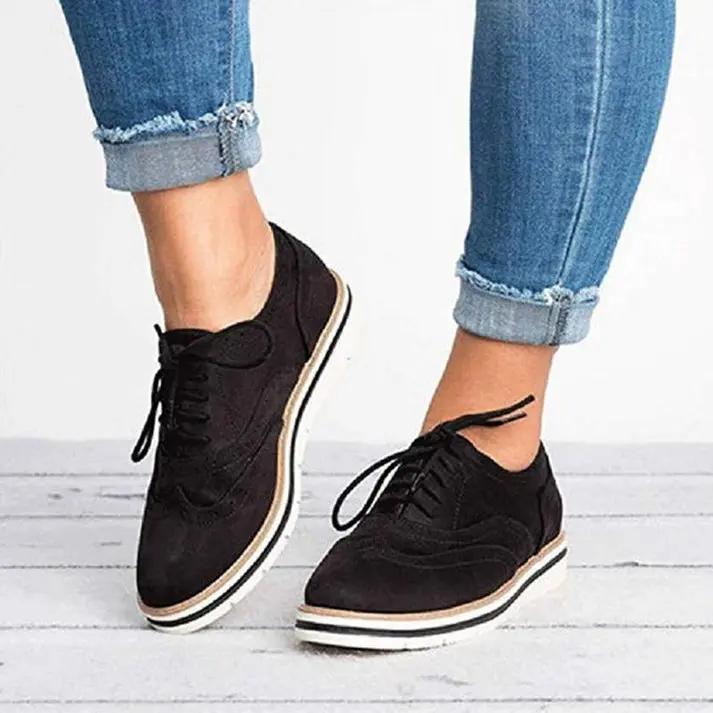 Brogueo | Classic Lace-Up Flat Sole Brogue Trainers 4