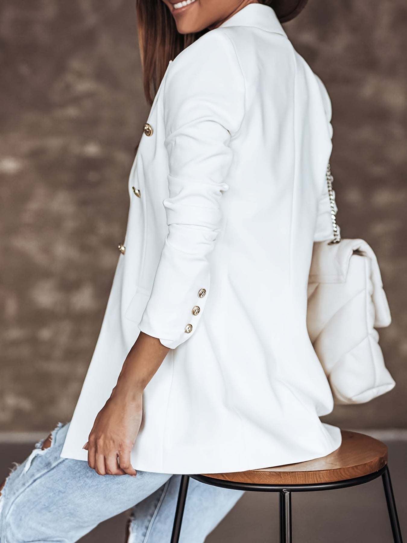 Brooke | Women's Double-Breasted Blazer Gold Button Fitted 5